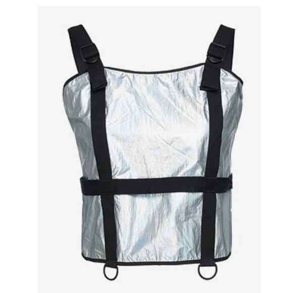 McQ Alexander McQueen Metallic harness top silver L - Picture 1 of 10